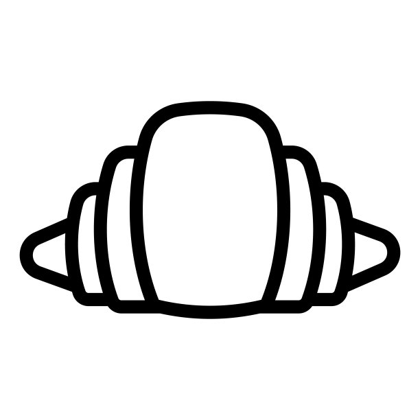 杏仁面包线图标。传统早餐，羊角面包与甜馅符号，轮廓风格的象形文字在白色的背景。面包店标志移动概念网页设计。矢量图形。图片下载