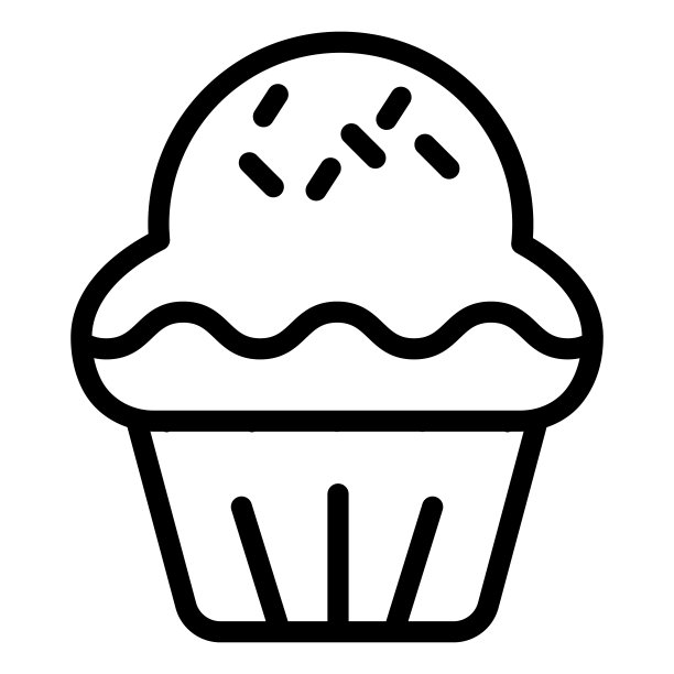 纸杯蛋糕线图标。糕点蛋糕甜点，美味甜美的松饼标志，白色背景上的轮廓风格象形文字。面包店招牌移动概念网页设计。矢量图形。图片下载