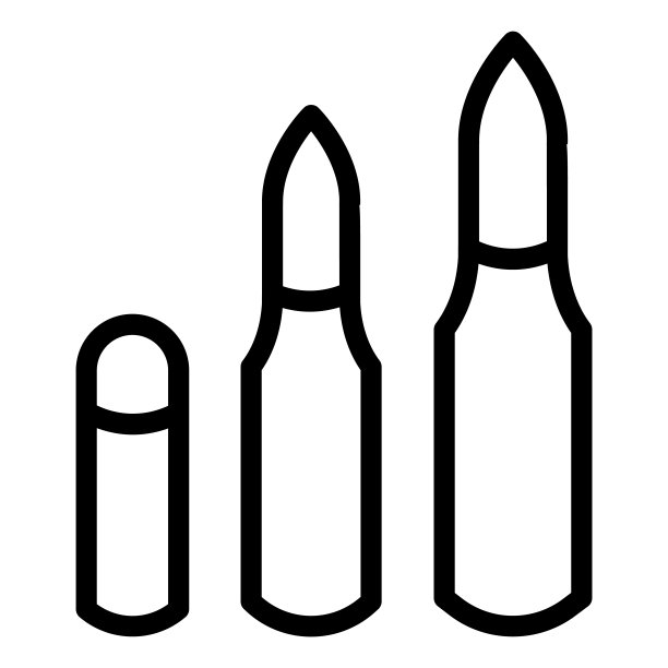 子弹线图标。武器子弹，枪弹符号，白色背景上的轮廓形象形文字。军事标志移动概念网页设计。矢量图形。图片下载