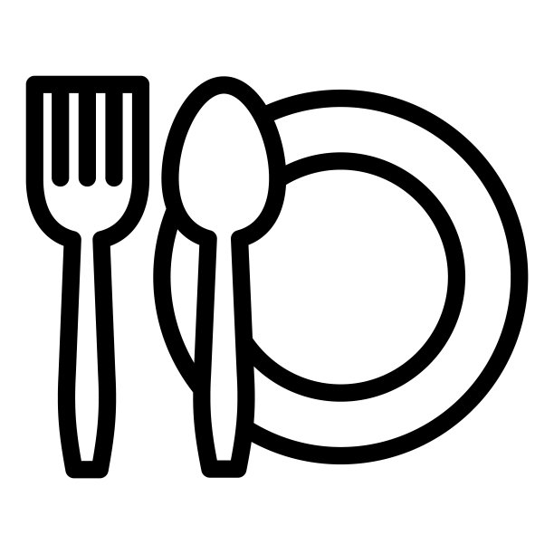 餐具设置线图标。盘盘上有刀叉符号，白底上有轮廓式象形文字。食品或家居招牌移动概念网页设计。矢量图形。图片下载