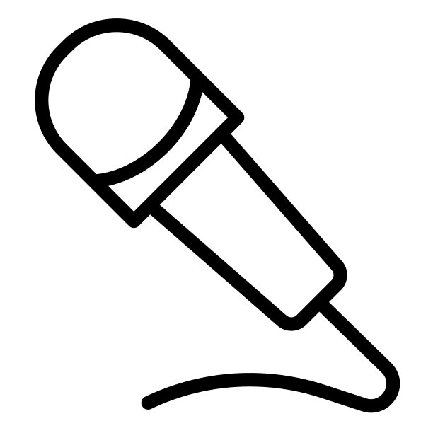 麦克风线路图标。音频扬声器麦克风电缆，卡拉ok符号，白色背景上的轮廓风格象形文字。多媒体项目标识移动概念网页设计。矢量图形。图片下载