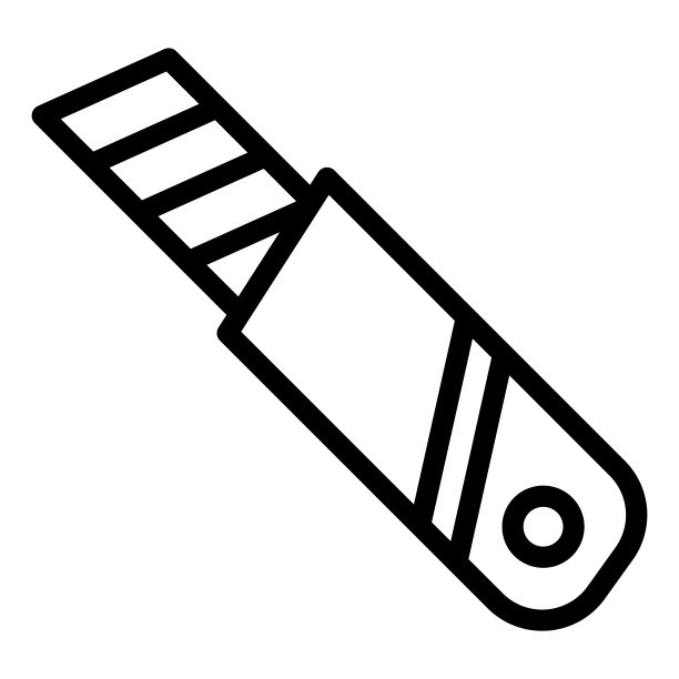 刀线图标。专业刀具符号，白色背景上的轮廓风格象形文字。办公或文具项目标志移动概念网页设计。矢量图形。图片下载