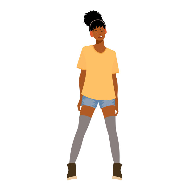 非裔美国年轻女子戴着耳机听音乐图片下载