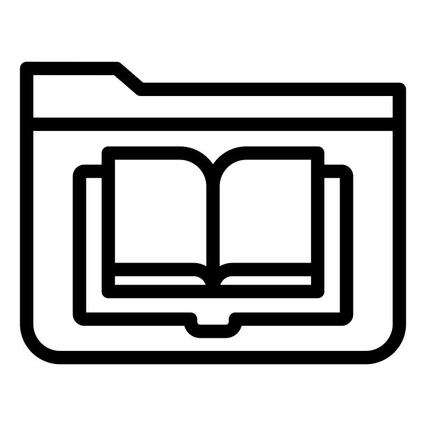 文件夹日志行图标。文件夹与书矢量插图隔离在白色。计算机文件夹大纲样式设计的和应用程序。图片下载