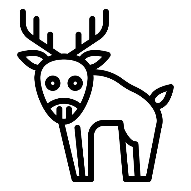 鹿线图标。有角的野生森林动物剪影。动物矢量设计概念，轮廓风格的象形文字在白色的使用和应用程序。图片下载