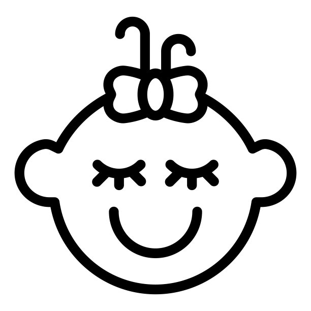 女婴线图标。孩子面对矢量插图孤立的白色。儿童女孩微笑轮廓风格设计和应用程序。Eps 10。图片下载