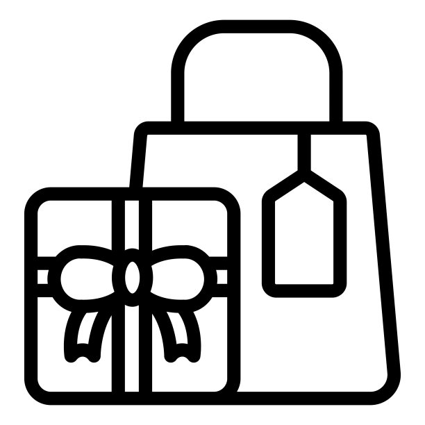 购物礼品线图标。呈现矢量插图隔离在白色。购物包大纲风格设计和应用程序。图片下载