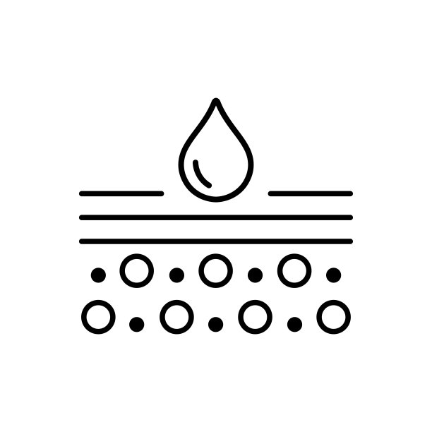 水分线图标，矢量象形的保湿霜。护肤品说明，化妆品包装标志。图片下载
