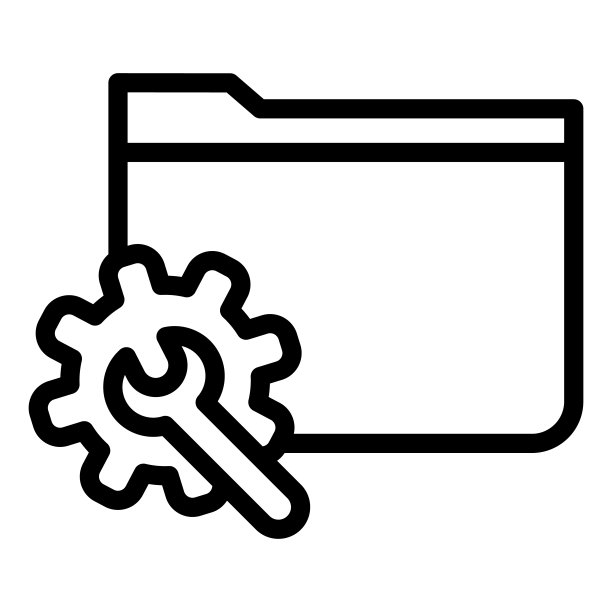 带有齿轮线图标的文件夹。设置文件夹矢量插图隔离在白色上。计算机文件夹大纲样式设计的和应用程序。图片下载