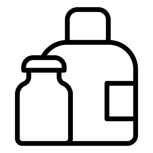水瓶线图标。医用液体包装容器。塑料制品的设计理念，白色上象形文字的轮廓风格的使用和应用。图片下载