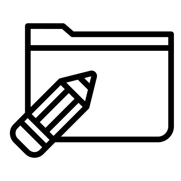 文件夹与铅笔线图标。文件夹与草图矢量插图隔离在白色。计算机文件夹大纲样式设计的和应用程序。图片下载