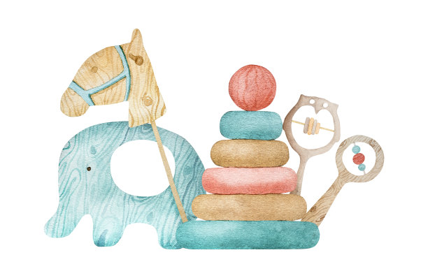 为婴幼儿设计的水彩木制玩具图片下载