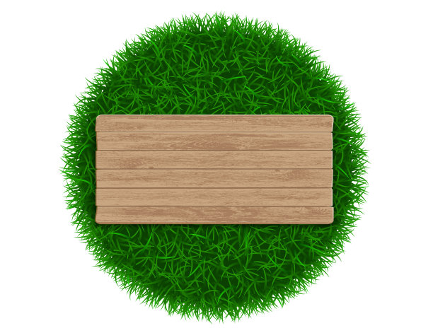 绿草背景上的木板。图片下载