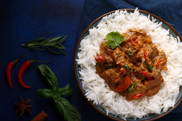 咖喱牛肉和印度香米图片下载