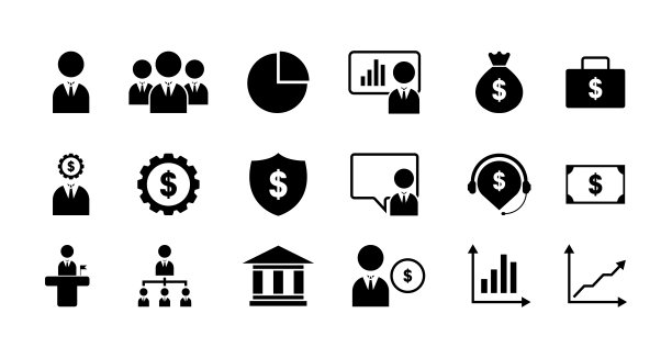 商业和金融-矢量图标收集。公司和办公室的标志。图片下载