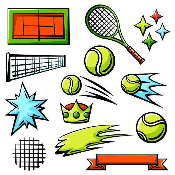 一套网球符号。体育俱乐部插图。图片下载