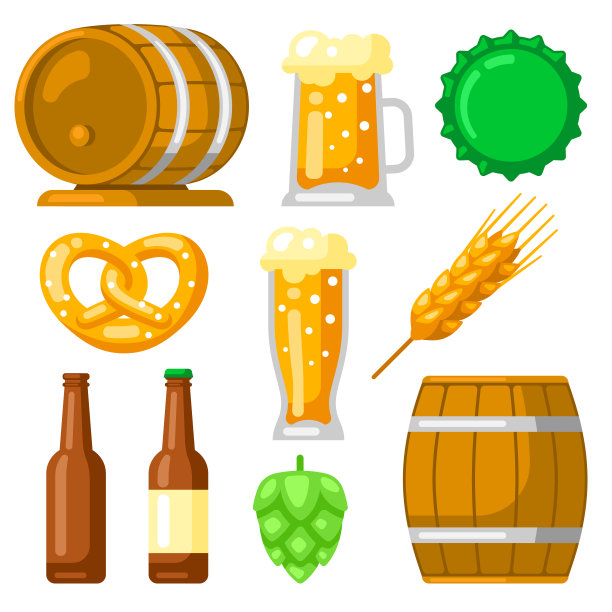 一组啤酒物品。啤酒节或啤酒节。图片下载