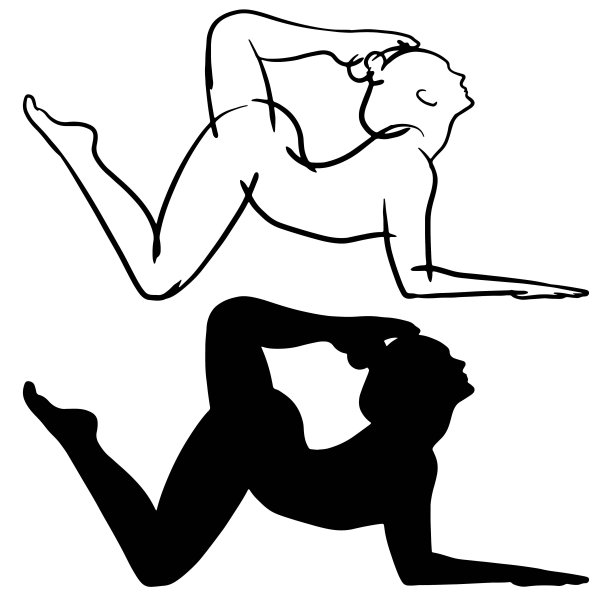 手绘瑜伽女孩的剪影图片下载