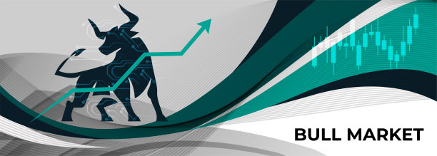 加密货币或股票的牛市或看涨趋势。交易交易背景，绿色向上箭头图增加资产价值。加密货币股票股价走势图。全球经济繁荣。图片下载