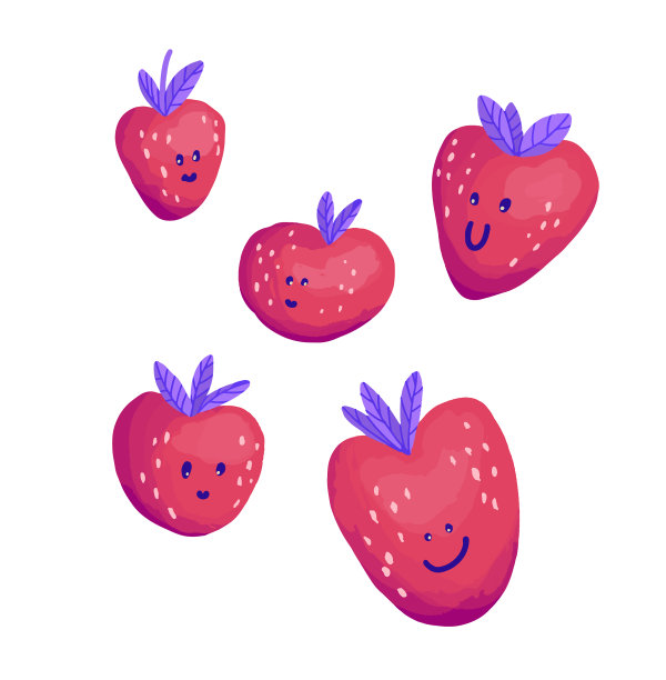 有趣可爱的草莓与浆果叶图片下载