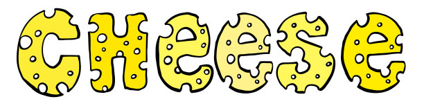 白色背景上的铭文——彩色奶酪。矢量插图。图片下载