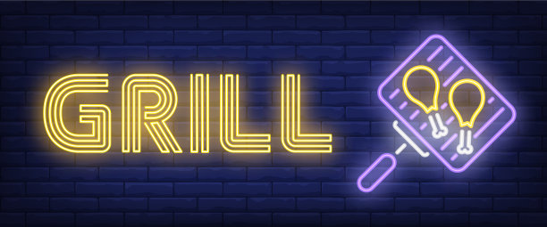 烤架霓虹灯图片下载