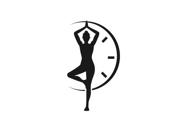 创意瑜伽和时间标志图片下载
