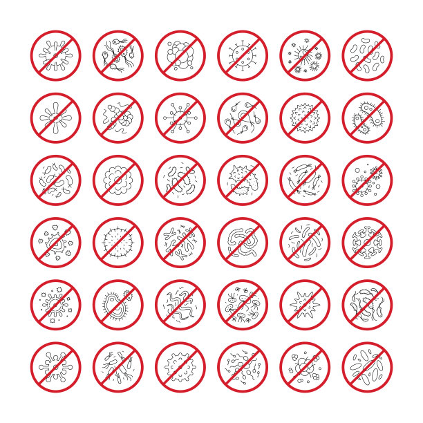 病毒、细菌、微生物停车标志矢量图标图片下载