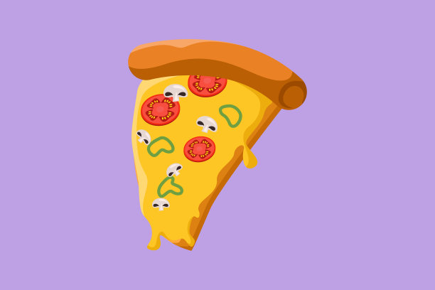 字符平面绘制新鲜意大利披萨标志图片下载