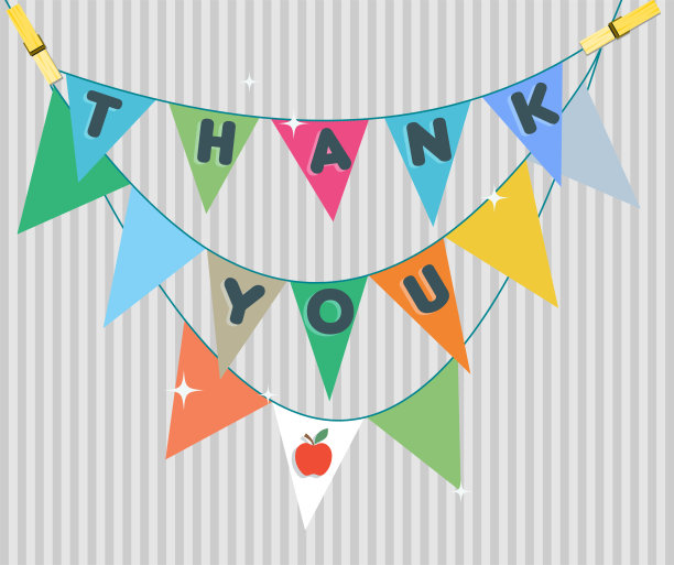 谢谢悬挂旗帜-可爱的感谢信息图片下载
