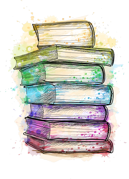 从飞溅的多色书籍堆叠图片下载