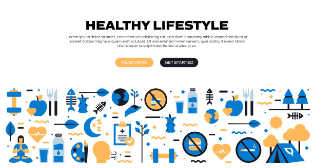 健康生活方式相关的现代平面设计，矢量插图图片下载