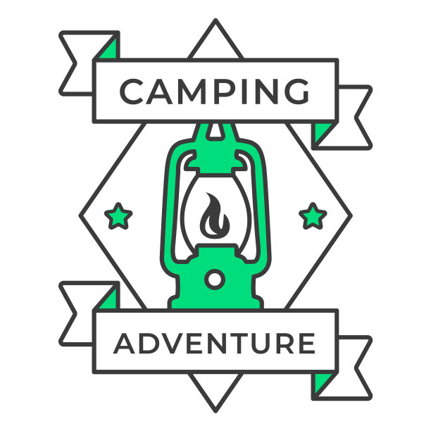 野营探险灯笼徽章划图片下载