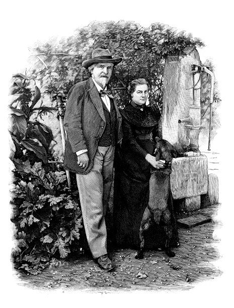 古董插图:Frédéric约瑟夫Étienne米斯特拉，他的妻子和他的狗图片下载