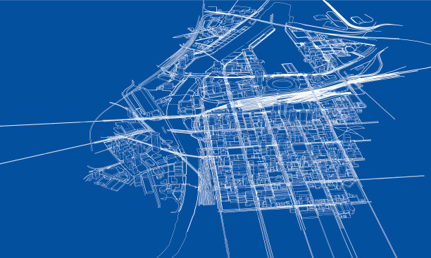 勾勒城市概念线框风格图片下载