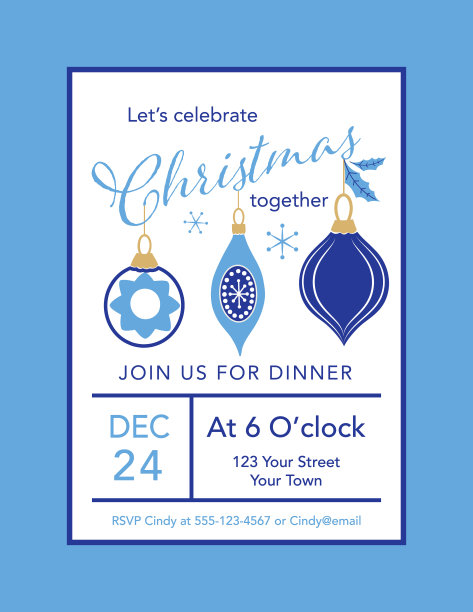 圣诞派对邀请模板与装饰品图片下载