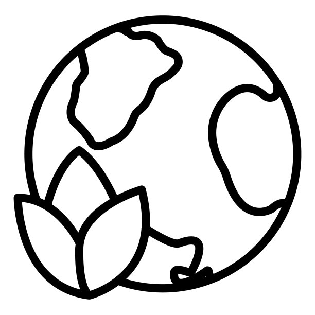 生态友好的替代能源和废物回收图标，绿色生态地球概念黑色简单的平面矢量插图，孤立在白色上。图片下载