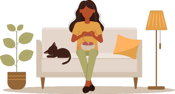 可爱的女孩正在织毛衣图片下载