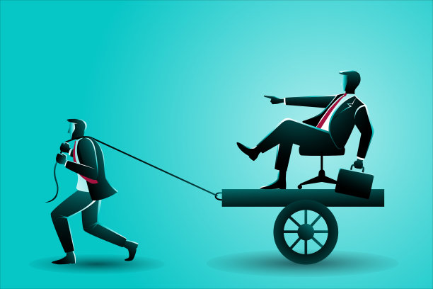 商业概念商人拉着老板的车图片下载