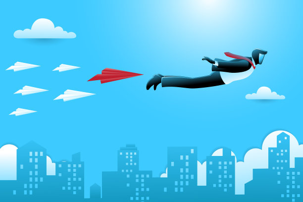 经营理念商人用纸飞机图片下载