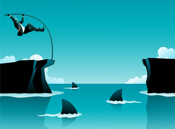 经营理念商人撑杆跳交叉图片下载