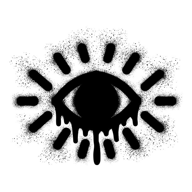 眼睛图标涂鸦与黑色喷漆图片下载