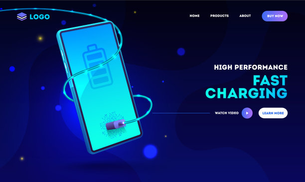 蓝色登陆页设计充电器连接图片下载