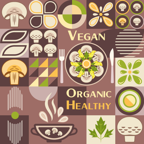 简单几何风格的蘑菇图案图片下载