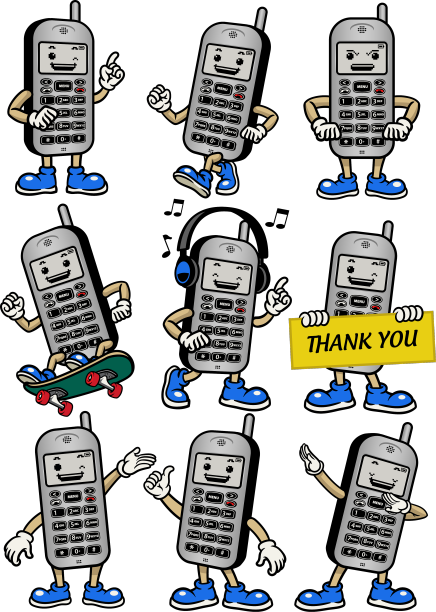 手机吉祥物摆出各种姿势图片下载