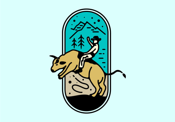 狂野的牛仔线条艺术图片下载