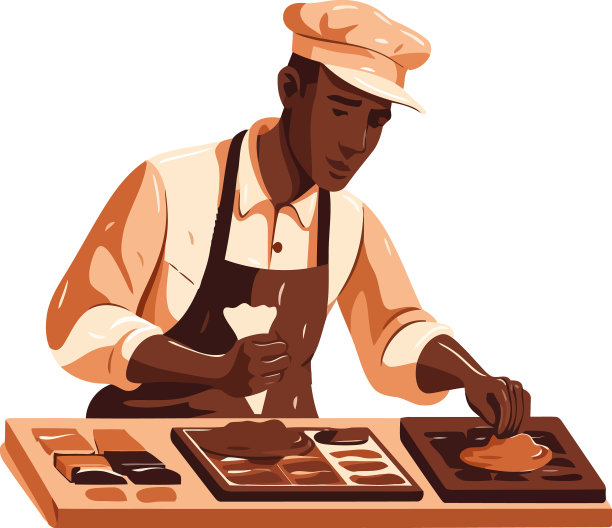 男子准备巧克力甜点图片下载