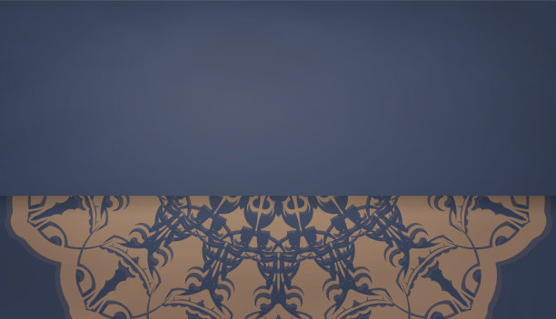 蓝色的旗带曼荼罗棕色装饰图片下载