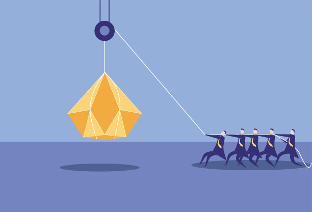 商人们用滑轮搬运钻石。图片下载