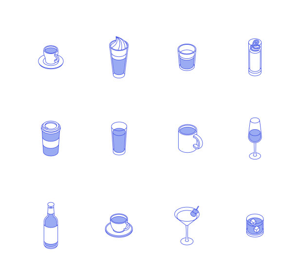 等距食品和饮料套装图片下载